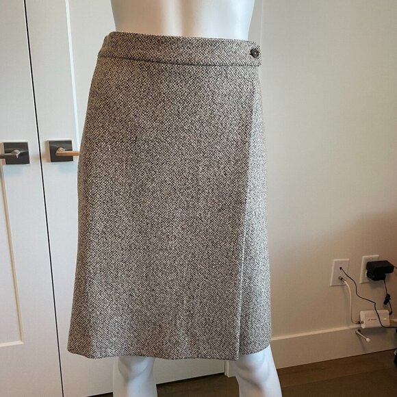 Brooks Brothers Dresses & Skirts - Brooks Brothers Classic Lined Tweed Wool Blend Wrap Skirt Brown Tan Cream Sz 8